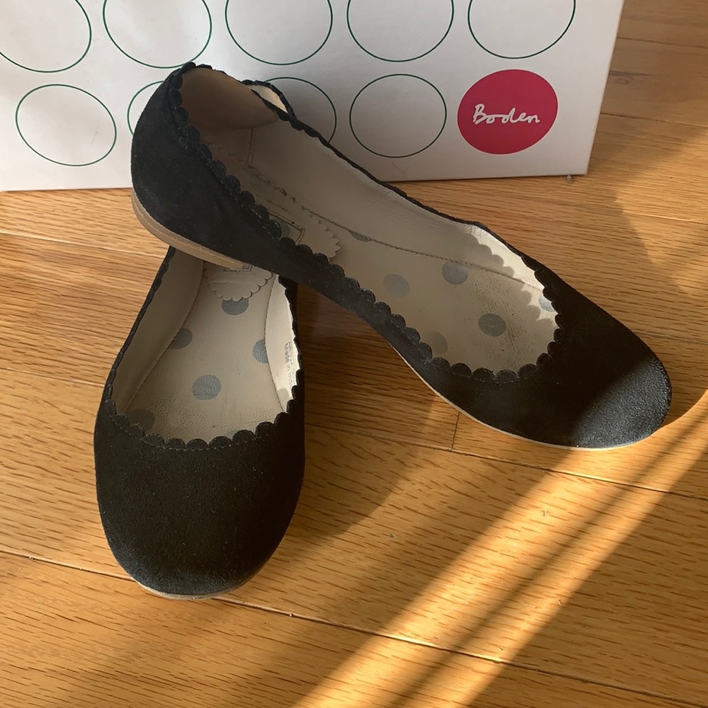 Boden Scallop Ballerina Flats Black Sz 36.5